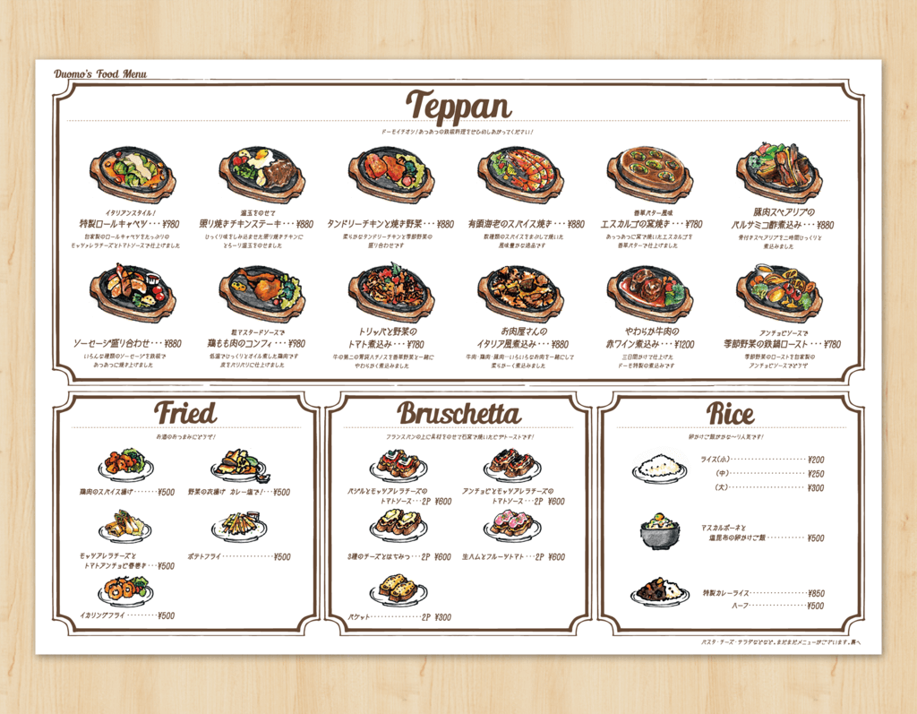 デザインした カフェのメニューのデザイン制作過程をまとめたよ 約60点のイラストを手書きした Manaty Graphic Design